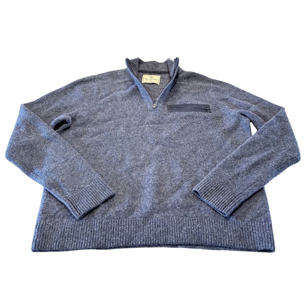 Abercrombie Fitch 1892 Collection Mens Blue Wool Half Zip Sweater XXL Y2K